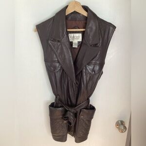 Vintage Chocolate Genuine Lamb Leather Vest M